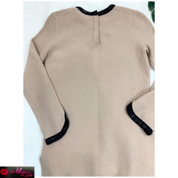 ❌SOLD❌TORY BURCH Beige Dawson Wool Beaded Sweater - Picture 6 of 8